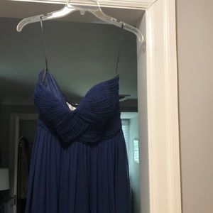 Donna Morgan navy silk strapless dress